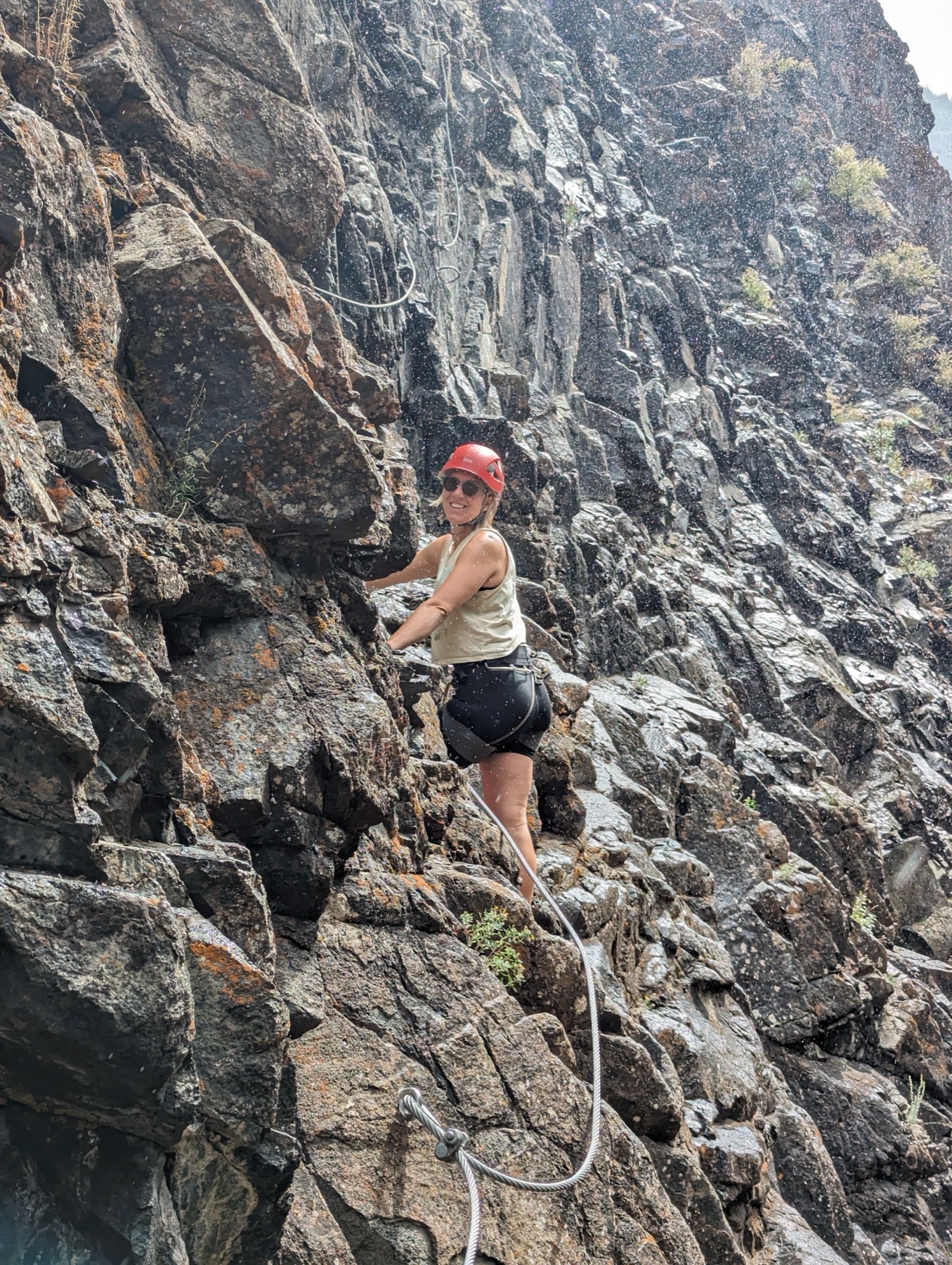 Taylor rock climbing