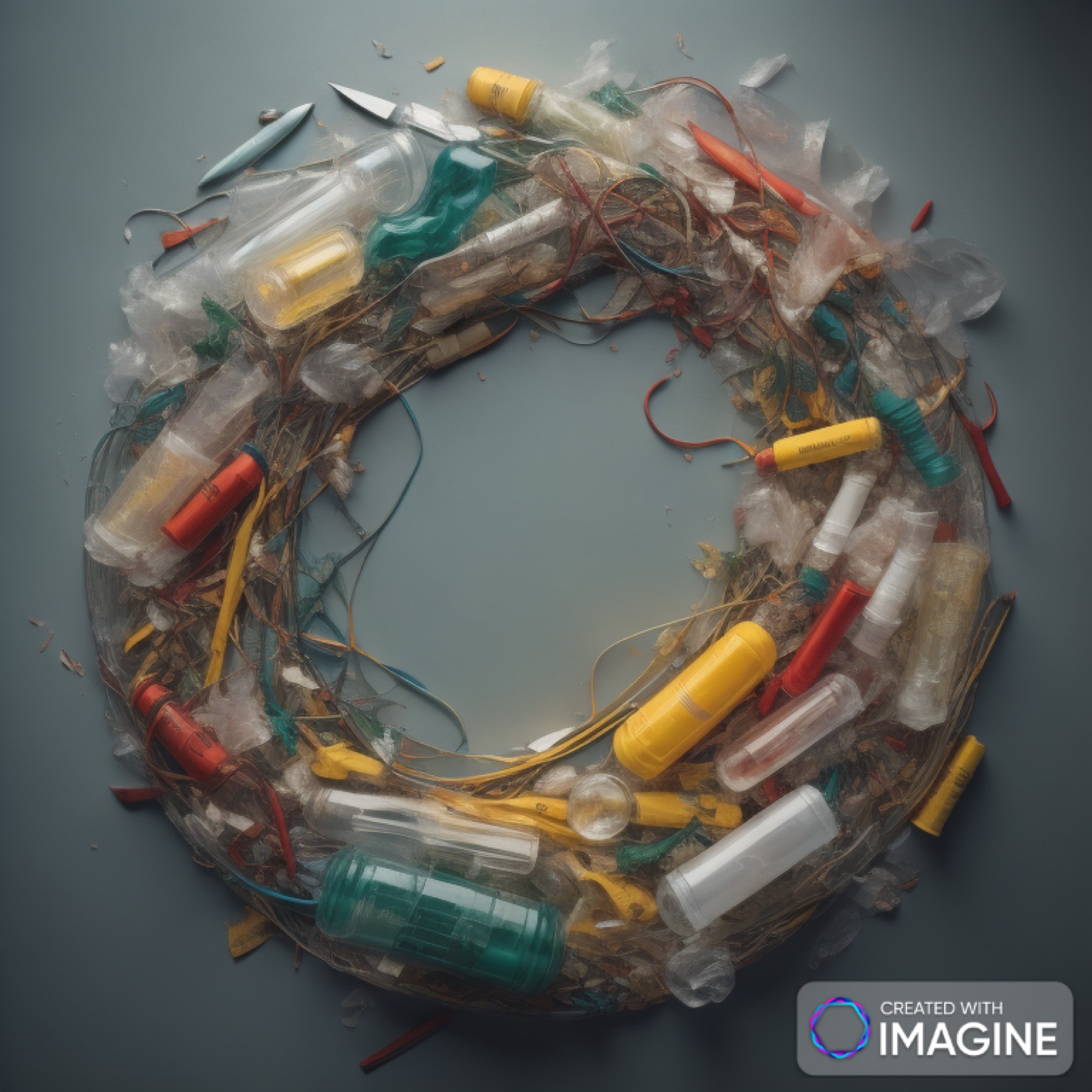 Plastic waste caught in a circular tangle